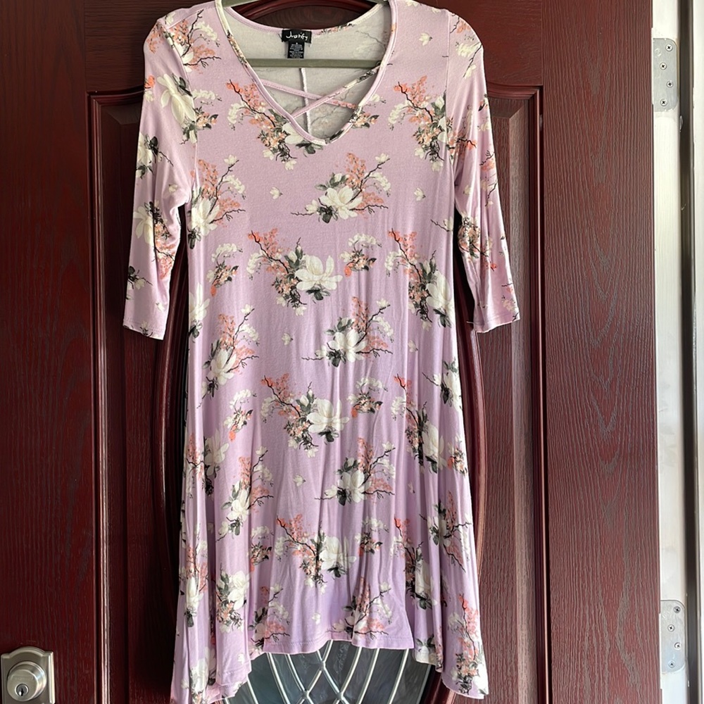 Purple Cross Neck Dress